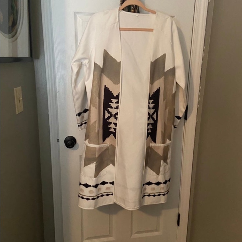 White Birch Women's Cream and Brown long cardigan